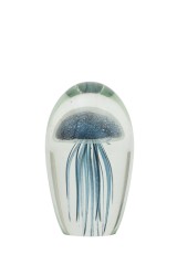 ORNAMENT JELLYFISH GLASS BLUE GREY 